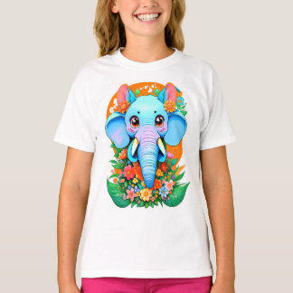 Niedlicher Elefant mit Blume T-Shirt