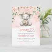 Niedlicher Elefant mit blütigen Blume Einladung (Stehend Vorderseite)