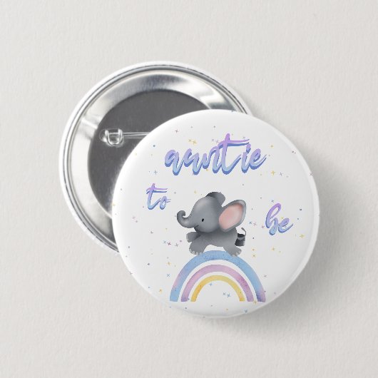 Niedlicher Elefant mit bunten Regenbogen Button (Vorne & Hinten)