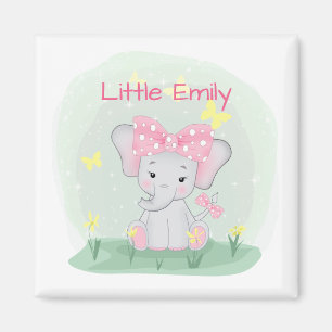 Niedlicher Elefant mit einem rosa Bug in einer Cl Magnet