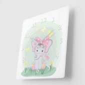 Niedlicher Elefant mit einem rosa Bug in einer Cl Quadratische Wanduhr (Winkel)