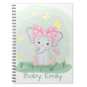 Niedlicher Elefant mit einem rosa Bug in einer Li Notizblock (Vorderseite)