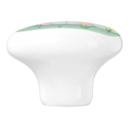 Niedlicher Elefant mit einem rosa Bug in einer Lic Keramikknauf (Seitenansicht)