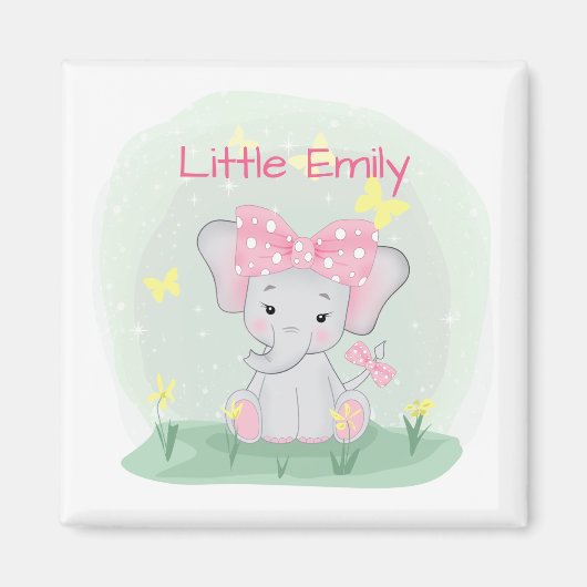Niedlicher Elefant mit einem rosa Bug in einer Lic Magnet (Vorne)