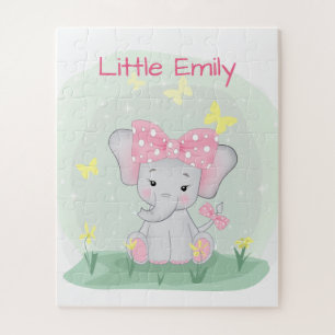 Niedlicher Elefant mit einem rosa Bug in einer Lic Puzzle