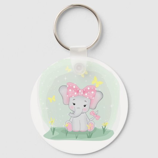 Niedlicher Elefant mit einem rosa Bug in einer Lic Schlüsselanhänger (Vorderseite)
