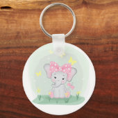 Niedlicher Elefant mit einem rosa Bug in einer Lic Schlüsselanhänger (Vorderseite)