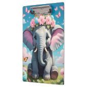Niedlicher Elefant mit einer Blume Klemmbrett (Links)