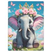 Niedlicher Elefant mit einer Blume Klemmbrett (Rückseite)