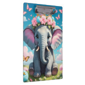 Niedlicher Elefant mit einer Blume Klemmbrett (Rechts)