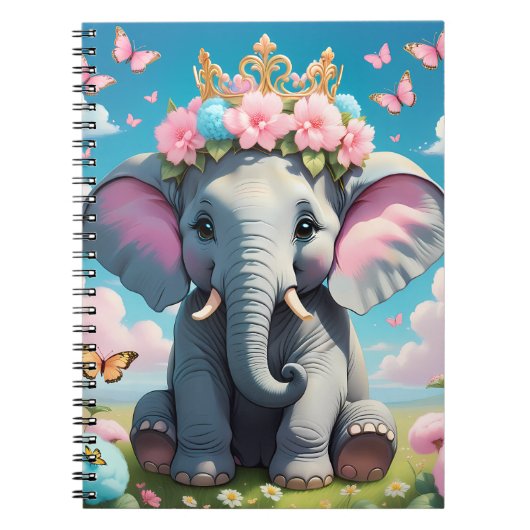 Niedlicher Elefant mit einer Blume Notizblock (Vorderseite)