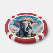 Niedlicher Elefant mit einer Blume Pokerchips (Einzeln)
