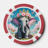 Niedlicher Elefant mit einer Blume Pokerchips (Rückseite)