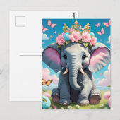Niedlicher Elefant mit einer Blume Postkarte (Vorne/Hinten)
