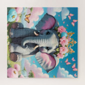 Niedlicher Elefant mit einer Blume Puzzle (Horizontal)