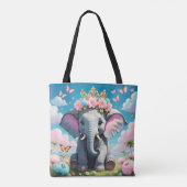 Niedlicher Elefant mit einer Blume Tasche (Rückseite)