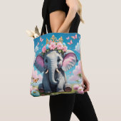 Niedlicher Elefant mit einer Blume Tasche (Von Nahem)
