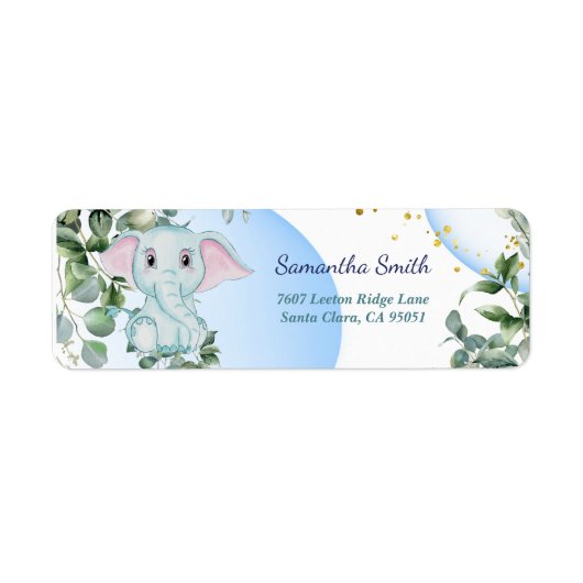 Niedlicher Elefant mit Eukalyptus mit Blauer Blase (Vorne)