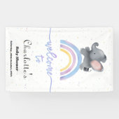 Niedlicher Elefant mit farbenfroher Rainbow Baby-D Banner (Horizontal)