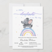 Niedlicher Elefant mit farbenfroher Rainbow Baby-D Einladung (Vorderseite)