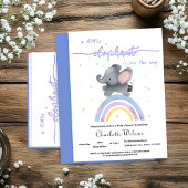 Niedlicher Elefant mit farbenfroher Rainbow Baby-D Einladung