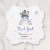 Niedlicher Elefant mit farbenfroher Rainbow Baby-D Geschenkanhänger (Rückseite)