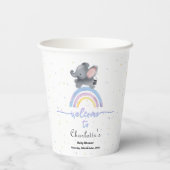 Niedlicher Elefant mit farbenfroher Rainbow Baby-D Pappbecher (Rückseite)