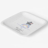 Niedlicher Elefant mit farbenfroher Rainbow Baby-D Pappteller (Gewinkelt)