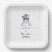Niedlicher Elefant mit farbenfroher Rainbow Baby-D Pappteller (Vorderseite)