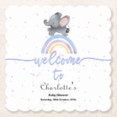 Niedlicher Elefant mit farbenfroher Rainbow Baby-D Untersetzer (Vorderseite)