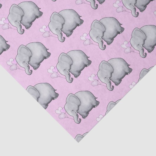 Niedlicher Elefant mit Herzen steigt rosa Seidenpapier (Ausschnitt)
