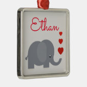 Niedlicher Elefant mit Herzensname Ornament Aus Metall (Rechts)