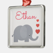 Niedlicher Elefant mit Herzensname Ornament Aus Metall (Links)