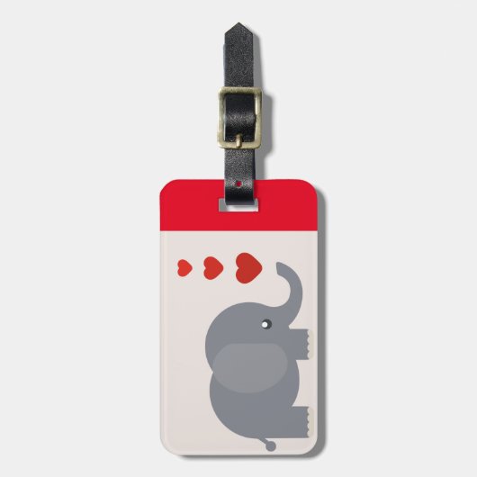 Niedlicher Elefant mit herzlicher, skurriler Liebe Gepäckanhänger (Vorderseite vertikal)