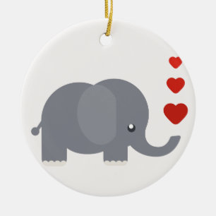 Niedlicher Elefant mit herzlicher, skurriler Liebe Keramikornament
