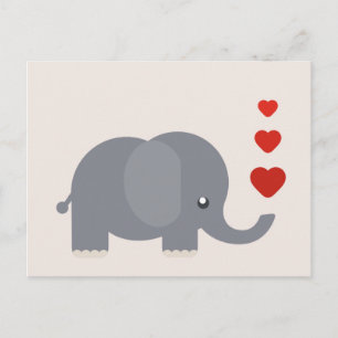 Niedlicher Elefant mit herzlicher, skurriler Liebe Postkarte