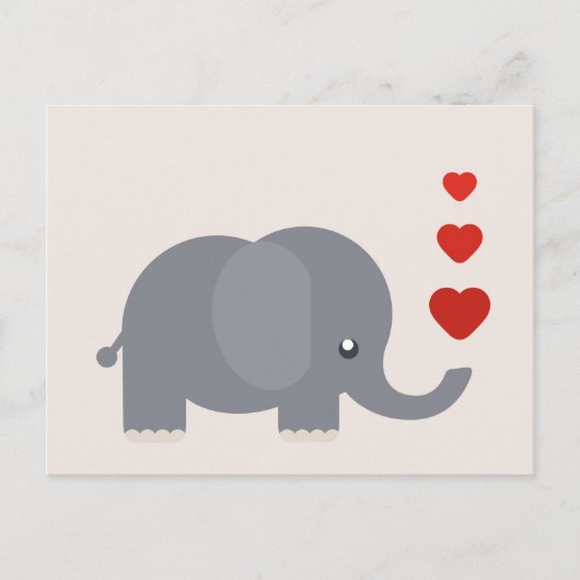 Niedlicher Elefant mit herzlicher, skurriler Liebe Postkarte (Vorderseite)