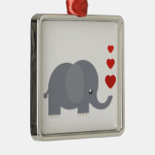 Niedlicher Elefant mit herzlicher, skurriler Liebe Silbernes Ornament (Rechts)