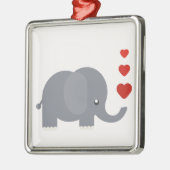 Niedlicher Elefant mit herzlicher, skurriler Liebe Silbernes Ornament (Links)