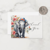 Niedlicher Elefant mit Hut Danke Mitteilungskarte (Vorderseite/Rückseite Beispiel)