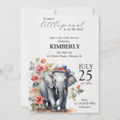 Niedlicher Elefant mit Hut Einladung (Vorderseite)