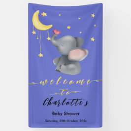 Niedlicher Elefant mit kleiner Schmetterlingsdusch Banner