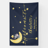 Niedlicher Elefant mit kleiner Schmetterlingsdusch Banner (Vertikal)