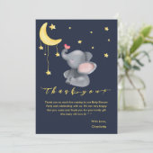 Niedlicher Elefant mit kleiner Schmetterlingsdusch Dankeskarte (Stehend Vorderseite)