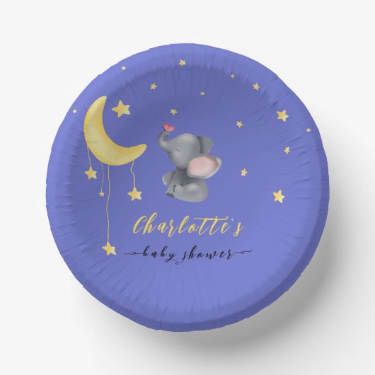 Niedlicher Elefant mit kleiner Schmetterlingsdusch Pappteller (Vorderseite)