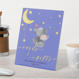 Niedlicher Elefant mit kleiner Schmetterlingsdusch Sockelschild