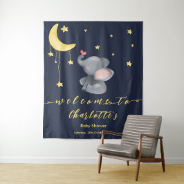 Niedlicher Elefant mit kleiner Schmetterlingsdusch Wandteppich