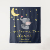 Niedlicher Elefant mit kleiner Schmetterlingsdusch Wandteppich (Vorderseite)