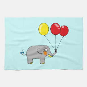 Niedlicher Elefant mit Partyballonen Geschirrtuch