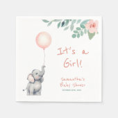 Niedlicher Elefant mit Pink Balloon Babydusche Serviette (Vorderseite)